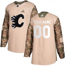 Youth Adidas Calgary Flames Custom Camo Custom Veterans Day Practice Jersey - Authentic