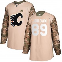 Youth Adidas Calgary Flames Cole Jordan Camo Veterans Day Practice Jersey - Authentic