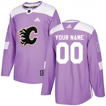 Men's Adidas Calgary Flames Custom Purple Custom Fights Cancer Practice Jersey - Authentic