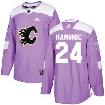 Men's Adidas Calgary Flames Travis Hamonic Purple Fights Cancer Practice Jersey - Authentic
