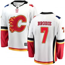 Youth Fanatics Branded Calgary Flames T.J. Brodie White Away Jersey - Breakaway