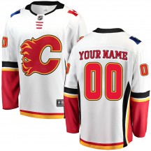 Youth Fanatics Branded Calgary Flames Custom White Custom Away Jersey - Breakaway