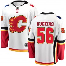 Youth Fanatics Branded Calgary Flames Cole Huckins White Away Jersey - Breakaway