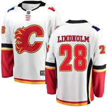 Youth Fanatics Branded Calgary Flames Elias Lindholm White Away Jersey - Breakaway