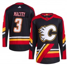 Men's Adidas Calgary Flames Connor Mackey Black Reverse Retro 2.0 Jersey - Authentic