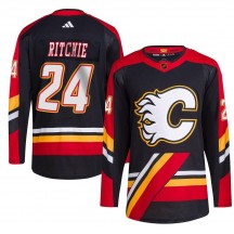 Men's Adidas Calgary Flames Brett Ritchie Black Reverse Retro 2.0 Jersey - Authentic