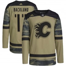 Youth Adidas Calgary Flames Mikael Backlund Camo Military Appreciation Practice Jersey - Authentic