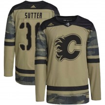 Youth Adidas Calgary Flames Brett Sutter Camo Military Appreciation Practice Jersey - Authentic
