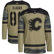 Youth Adidas Calgary Flames Dan Vladar Camo Military Appreciation Practice Jersey - Authentic