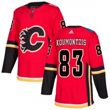 Men's Adidas Calgary Flames Demetrios Koumontzis Red Home Jersey - Authentic