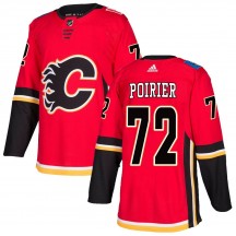 Men's Adidas Calgary Flames Jeremie Poirier Red Home Jersey - Authentic