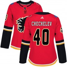 Women's Adidas Calgary Flames Daniil Chechelev Red Home Jersey - Authentic