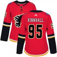 Women's Adidas Calgary Flames Johannes Kinnvall Red Home Jersey - Authentic