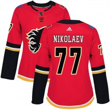 Women's Adidas Calgary Flames Ilya Nikolaev Red Home Jersey - Authentic