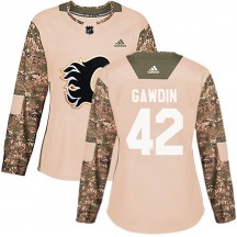 Women's Adidas Calgary Flames Glenn Gawdin Camo Veterans Day Practice Jersey - Authentic