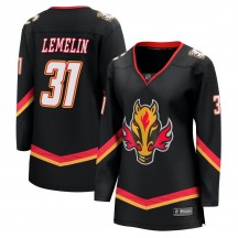 Women's Fanatics Branded Calgary Flames Rejean Lemelin Black Breakaway 2022/23 Alternate Jersey - Premier