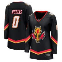 Women's Fanatics Branded Calgary Flames Kristians Rubins Black Breakaway 2022/23 Alternate Jersey - Premier