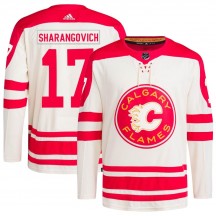 Men's Adidas Calgary Flames Yegor Sharangovich Cream 2023 Heritage Classic Primegreen Jersey - Authentic