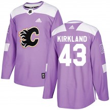 Youth Adidas Calgary Flames Justin Kirkland Purple Fights Cancer Practice Jersey - Authentic