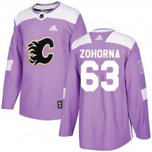 Youth Adidas Calgary Flames Radim Zohorna Purple Fights Cancer Practice Jersey - Authentic