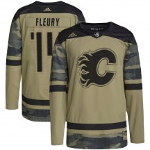 Men's Adidas Calgary Flames Theoren Fleury Camo Military Appreciation Practice Jersey - Authentic