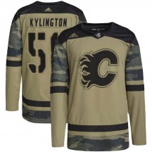 Men's Adidas Calgary Flames Oliver Kylington Camo Military Appreciation Practice Jersey - Authentic