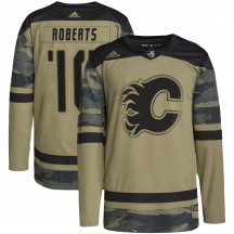 Men's Adidas Calgary Flames Gary Roberts Camo Military Appreciation Practice Jersey - Authentic