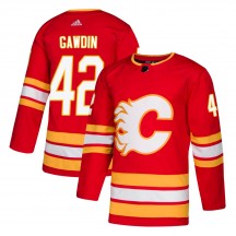 Youth Adidas Calgary Flames Glenn Gawdin Red Alternate Jersey - Authentic