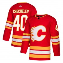 Men's Adidas Calgary Flames Daniil Chechelev Red Alternate Jersey - Authentic