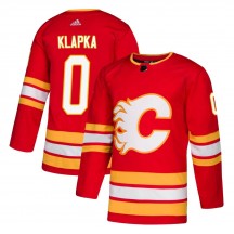 Men's Adidas Calgary Flames Adam Klapka Red Alternate Jersey - Authentic