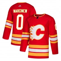 Men's Adidas Calgary Flames Matt Marcinew Red Alternate Jersey - Authentic