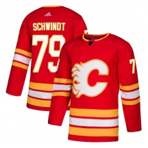 Men's Adidas Calgary Flames Cole Schwindt Red Alternate Jersey - Authentic