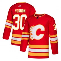 Men's Adidas Calgary Flames Mike Vernon Red Alternate Jersey - Authentic