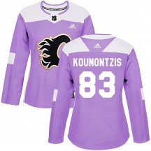 Women's Adidas Calgary Flames Demetrios Koumontzis Purple Fights Cancer Practice Jersey - Authentic
