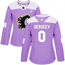 Women's Adidas Calgary Flames Arsenii Sergeev Purple Fights Cancer Practice Jersey - Authentic