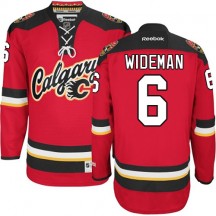 Men's Reebok Calgary Flames Dennis Wideman Red New Third Jersey - Authentic