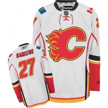 Men's Reebok Calgary Flames Dougie Hamilton White Away Jersey - Authentic