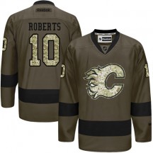 Men's Reebok Calgary Flames Gary Roberts Green Salute to Service Jersey - Authentic