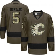 Men's Reebok Calgary Flames Mark Giordano Green Salute to Service Jersey - Authentic