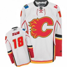Men's Reebok Calgary Flames Matt Stajan White Away Jersey - Premier