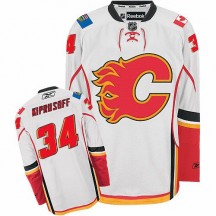 Men's Reebok Calgary Flames Miikka Kiprusoff White Away Jersey - Authentic