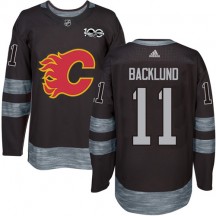 Men's Adidas Calgary Flames Mikael Backlund Black 1917-2017 100th Anniversary Jersey - Authentic