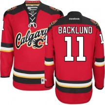 Men's Reebok Calgary Flames Mikael Backlund Red New Third Jersey - Authentic