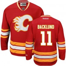 Men's Reebok Calgary Flames Mikael Backlund Red Third Jersey - Authentic
