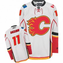 Men's Reebok Calgary Flames Mikael Backlund White Away Jersey - Authentic