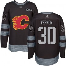 Men's Adidas Calgary Flames Mike Vernon Black 1917-2017 100th Anniversary Jersey - Authentic