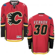Men's Reebok Calgary Flames Mike Vernon Red Home Jersey - Premier