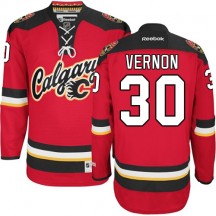Men's Reebok Calgary Flames Mike Vernon Red New Third Jersey - Premier