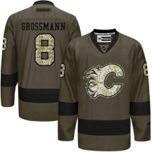 Men's Reebok Calgary Flames Nicklas Grossmann Green Salute to Service Jersey - Premier