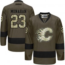 Men's Reebok Calgary Flames Sean Monahan Green Salute to Service Jersey - Authentic